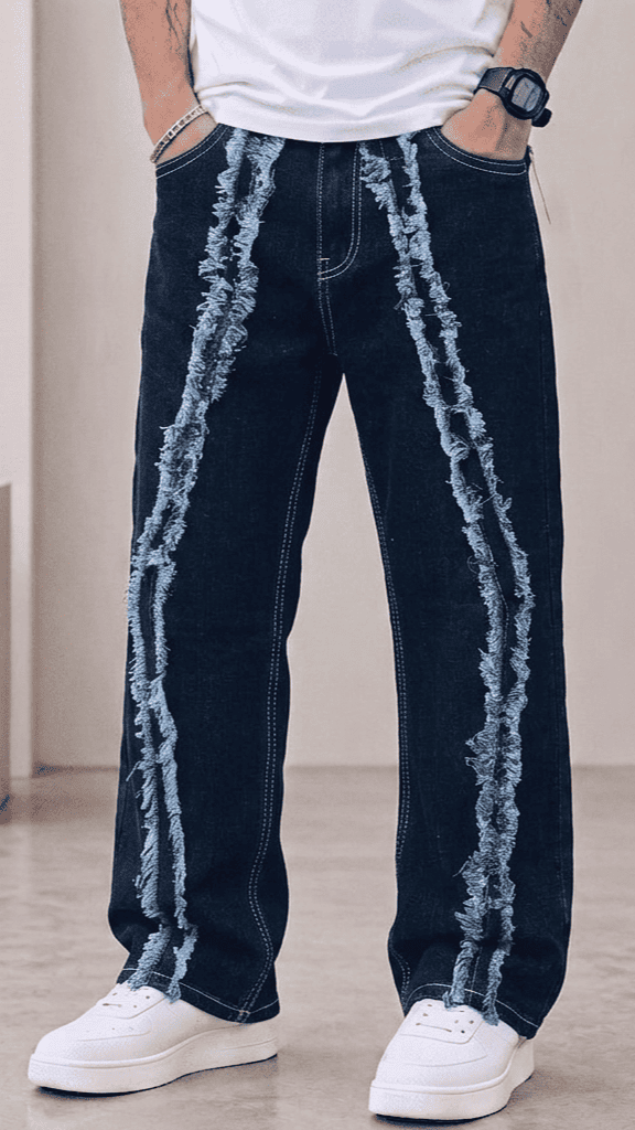 Stylish Platted Line Jeans