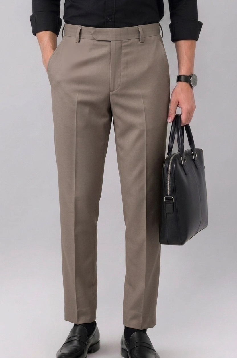 Men Brown Solid Trousers 2